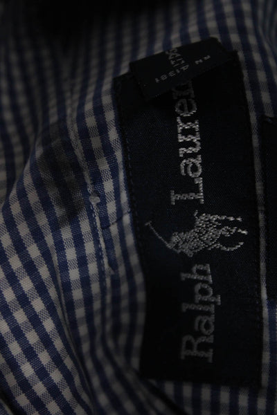 Ralph Lauren Blue Label Mens Plaid Button Down Shirt Blue White Size Extra Large