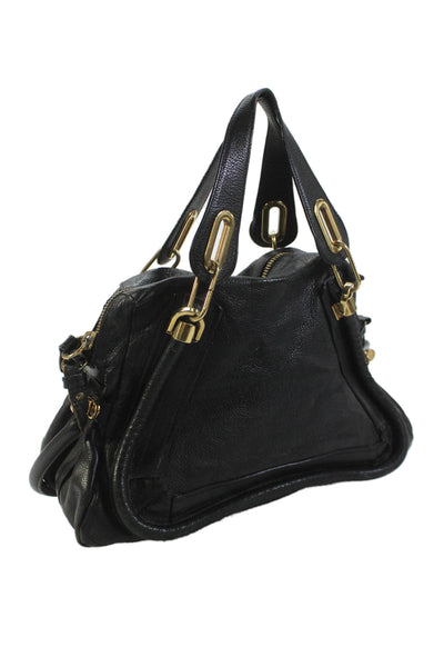 Chloe Womens Leather Gold Tone Crossbody Shoulder Handbag Black