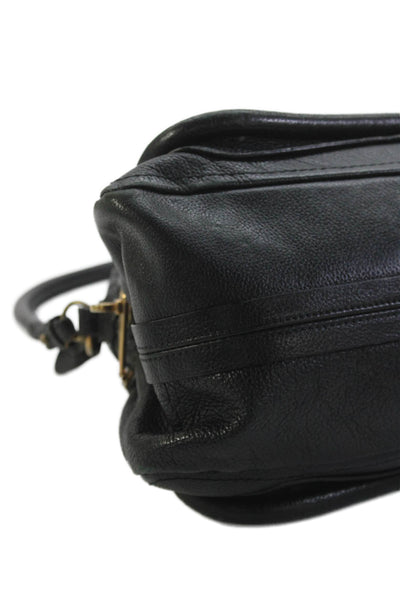 Chloe Womens Leather Gold Tone Crossbody Shoulder Handbag Black