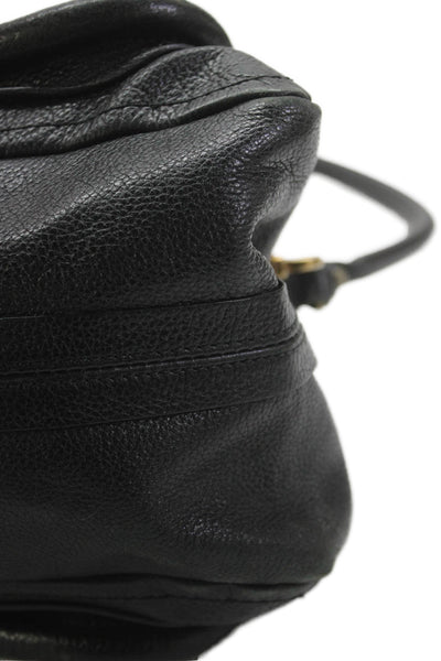 Chloe Womens Leather Gold Tone Crossbody Shoulder Handbag Black