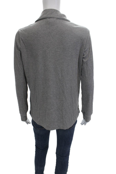 Skims Women Collared Basic Button-Up Top Gray Long Sleeve Size XS