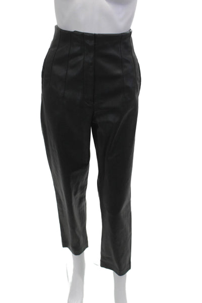Zara Womens Ankle Cropped Black Pants 100% Polyester Solid 90s Size M