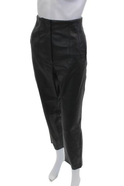 Zara Womens Ankle Cropped Black Pants 100% Polyester Solid 90s Size M