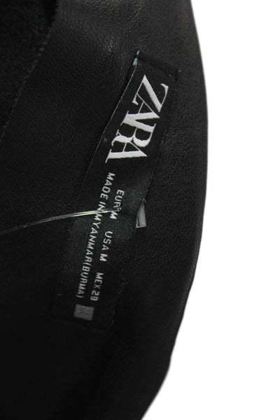 Zara Womens Ankle Cropped Black Pants 100% Polyester Solid 90s Size M