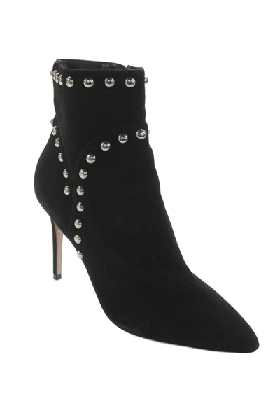 Schutz Womens Suede Pointed Toe Studded Detail Ankle Boots Black Size 11