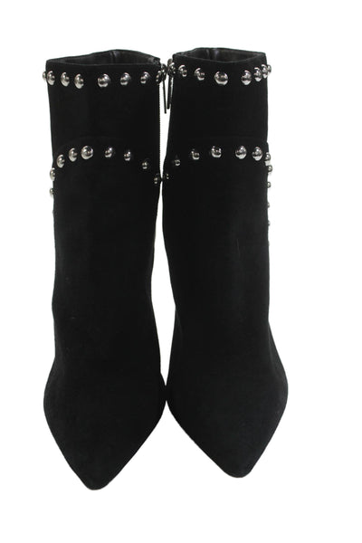 Schutz Womens Suede Pointed Toe Studded Detail Ankle Boots Black Size 11