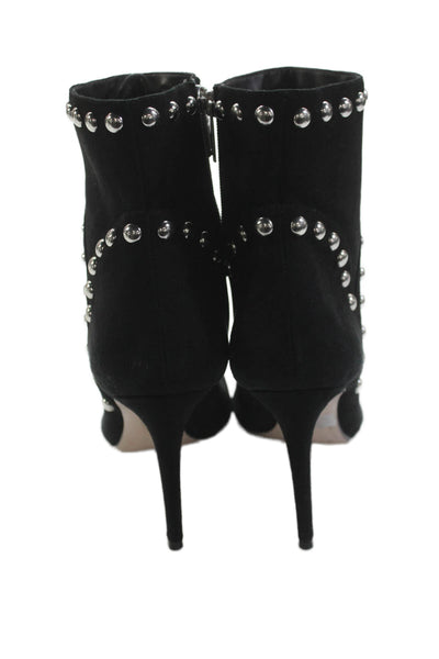 Schutz Womens Suede Pointed Toe Studded Detail Ankle Boots Black Size 11