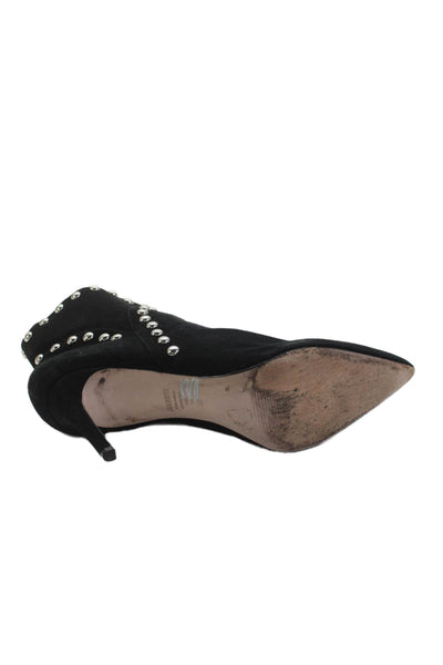 Schutz Womens Suede Pointed Toe Studded Detail Ankle Boots Black Size 11