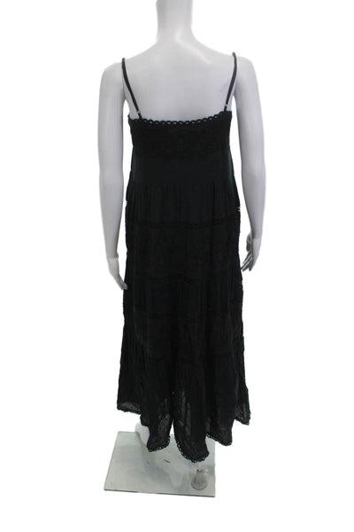 Love Sam Women Black Maxi Slip Dress V Neck Sleeveless Cotton Viscose Size XS