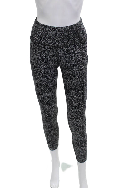 Lululemon Womens Ankle Leggings Black Animal Print Nylon Blend Size 4