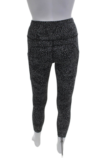 Lululemon Womens Ankle Leggings Black Animal Print Nylon Blend Size 4