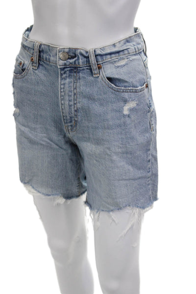 Daze Unisex Bermuda Shorts Light Blue Button 90s Organic Cotton Size 24