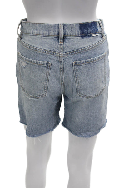 Daze Unisex Bermuda Shorts Light Blue Button 90s Organic Cotton Size 24
