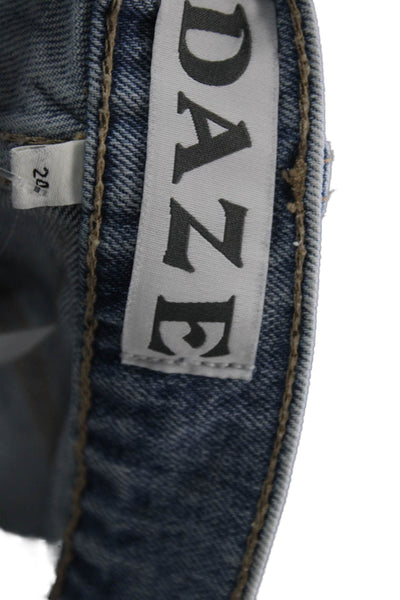 Daze Unisex Bermuda Shorts Light Blue Button 90s Organic Cotton Size 24
