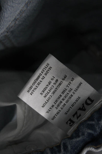 Daze Unisex Bermuda Shorts Light Blue Button 90s Organic Cotton Size 24