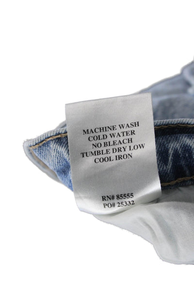 Daze Unisex Bermuda Shorts Light Blue Button 90s Organic Cotton Size 24