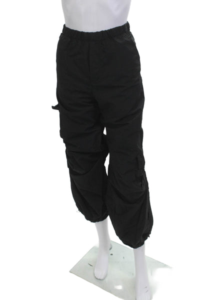 Zara Unisex Cargo Windbreaker Pants Black Drawstring Polyamide Size XS