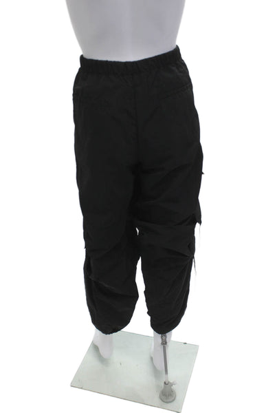 Zara Unisex Cargo Windbreaker Pants Black Drawstring Polyamide Size XS