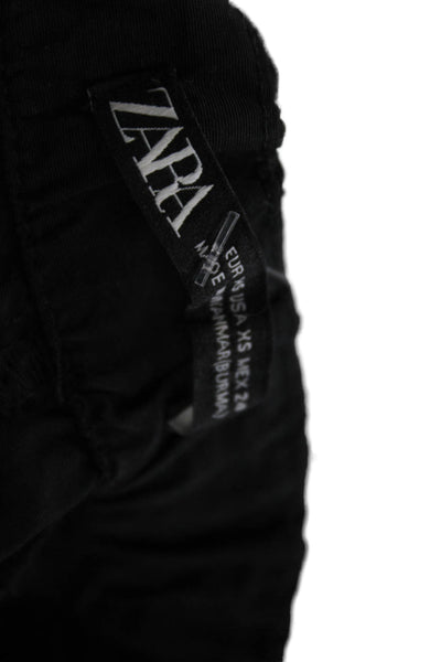 Zara Unisex Cargo Windbreaker Pants Black Drawstring Polyamide Size XS
