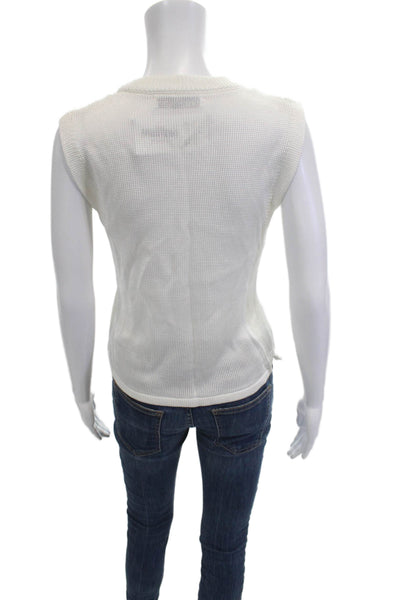 Zara Women Basic V-Neck Sleeveless Tank White 100% Viscose Size S