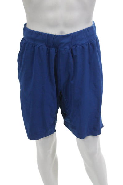 Lululemon Mens Sweat Shorts Blue Solid 100% Polyester Sports Size XL