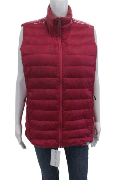 Rei Co Op Women Puffer Quilted Jacket Red High Neck Zip Nylon Size L