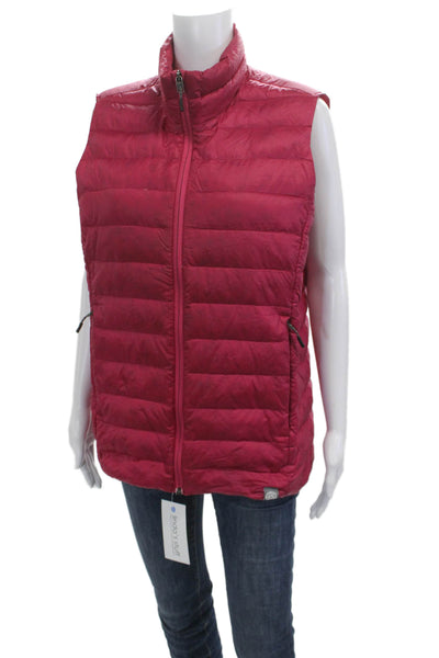 Rei Co Op Women Puffer Quilted Jacket Red High Neck Zip Nylon Size L