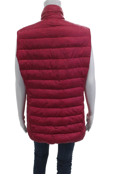 Rei Co Op Women Puffer Quilted Jacket Red High Neck Zip Nylon Size L