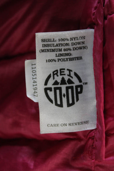 Rei Co Op Women Puffer Quilted Jacket Red High Neck Zip Nylon Size L