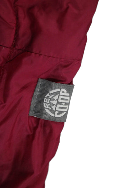 Rei Co Op Women Puffer Quilted Jacket Red High Neck Zip Nylon Size L