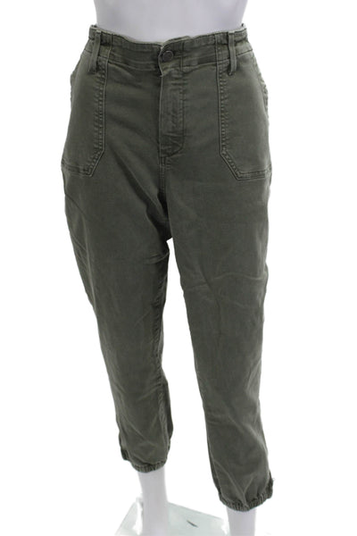 Paige Women Cropped Jogger Pants Green Button Size 31