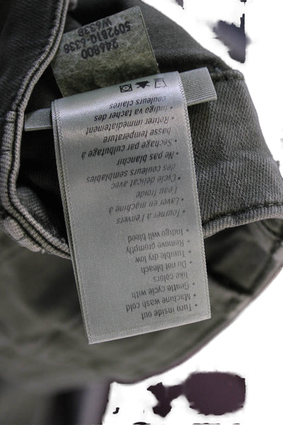 Paige Women Cropped Jogger Pants Green Button Size 31