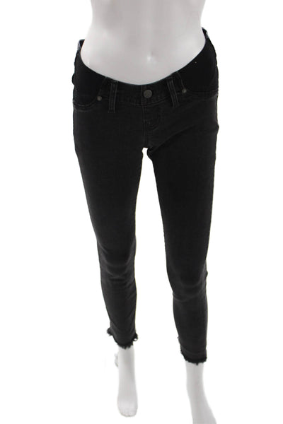 Madewell Women Skinny Ankle Jeans Black Low Rise Maternity Size 24
