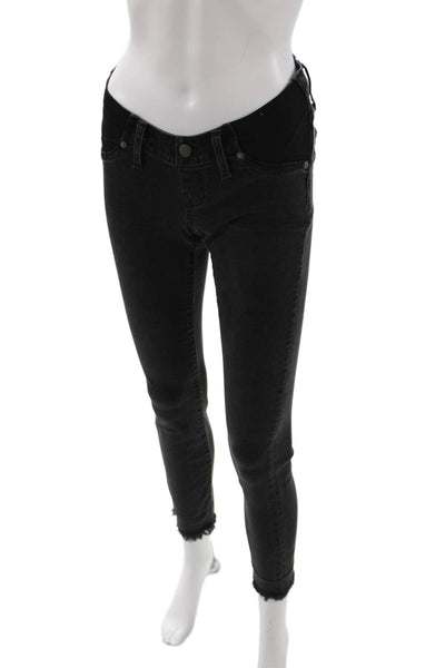 Madewell Women Skinny Ankle Jeans Black Low Rise Maternity Size 24