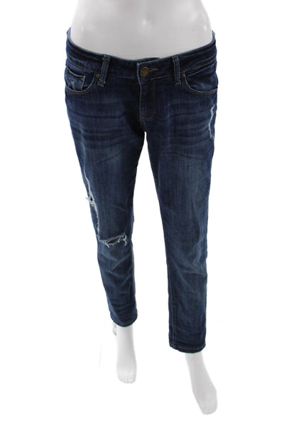 DL1961 Women Boyfriend Cropped Dark Blue Jeans Size 26