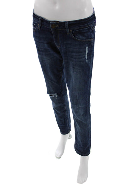 DL1961 Women Boyfriend Cropped Dark Blue Jeans Size 26