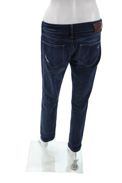 DL1961 Women Boyfriend Cropped Dark Blue Jeans Size 26