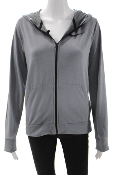 Nike Unisex Full-zip Hoodie Gray Drawstring Long Sleeve Sports Size XL