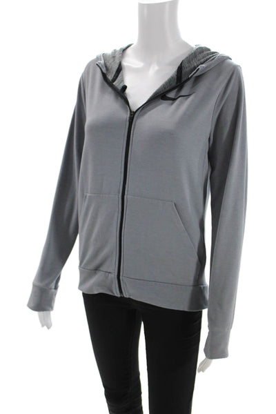 Nike Unisex Full-zip Hoodie Gray Drawstring Long Sleeve Sports Size XL