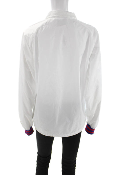 Champion Women Varsity Windbreaker White Button Long Sleeve Polyester Size S