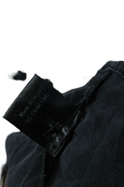 Kimberly Taylor Women Cropped Silk Collared Button Up Sleeveless Black Size S