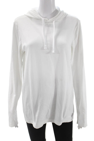 Tek Gear Womens Pullover Hoodie White Drawstring Long Sleeve Size S