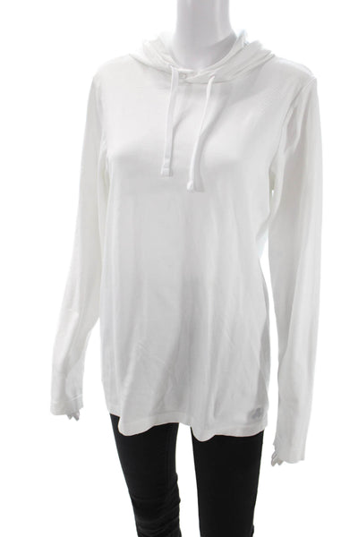 Tek Gear Womens Pullover Hoodie White Drawstring Long Sleeve Size S