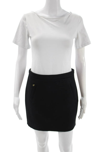 J Crew Women Black Wool Solid Mini Pencil Skirt Size 0