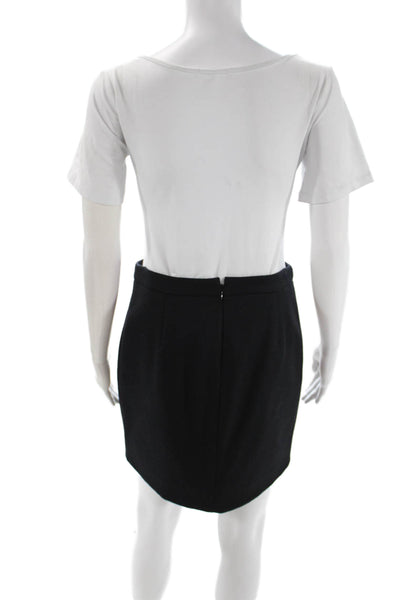 J Crew Women Black Wool Solid Mini Pencil Skirt Size 0