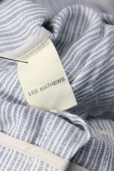 Lee Mathews Women Cropped Paperbag Striped Linen Pants Gray Size 0