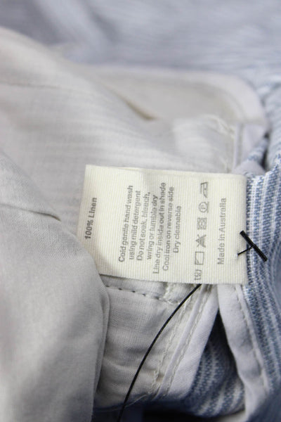 Lee Mathews Women Cropped Paperbag Striped Linen Pants Gray Size 0