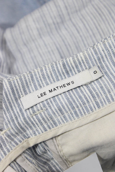 Lee Mathews Women Cropped Paperbag Striped Linen Pants Gray Size 0