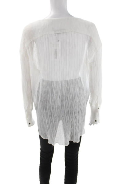 Kimberly Taylor Women White Bohemian V-Neck Button-Up Long Sleeve Size M