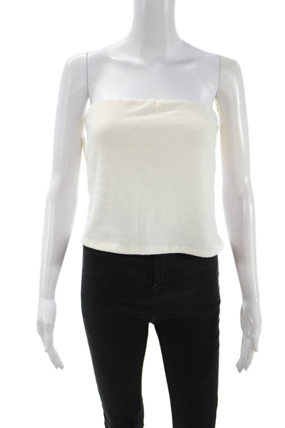 Donni Women White Rayon Cropped Tank Sleeveless Solid Size S